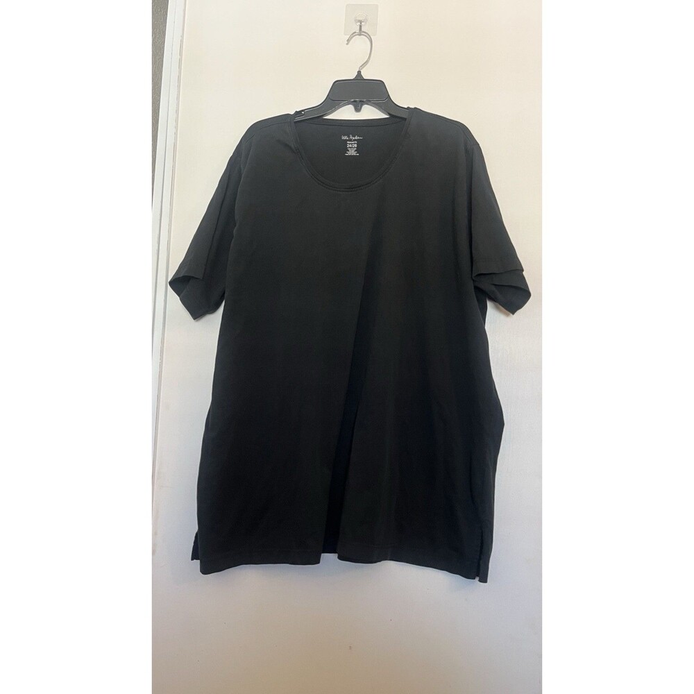 Ulla Popken Black Cotton Relaxed Fit Short Sleeve Round Neck T-Shirt Plus 24/26